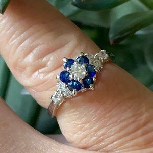 Blue Flower CZ Ring- size 6 (JW063)